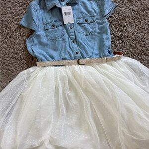 Lilt Denim and Cream Tulle Kids Dress